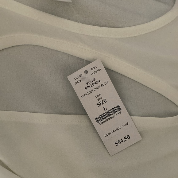 WHBM Long Sleeve Cutout Crew Neck Top - Picture 6 of 8